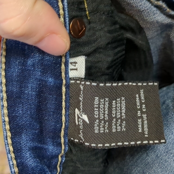 7 for All mankind Josefina skinny boyfriend distressed fringe jeans size 14 - Picture 4 of 4